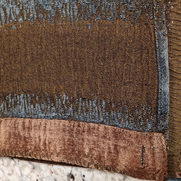 B. Smith Neutral Earth Tones Brown Beige Dusty Blue Texture Woven Shower Curtain - Picture 6 of 10